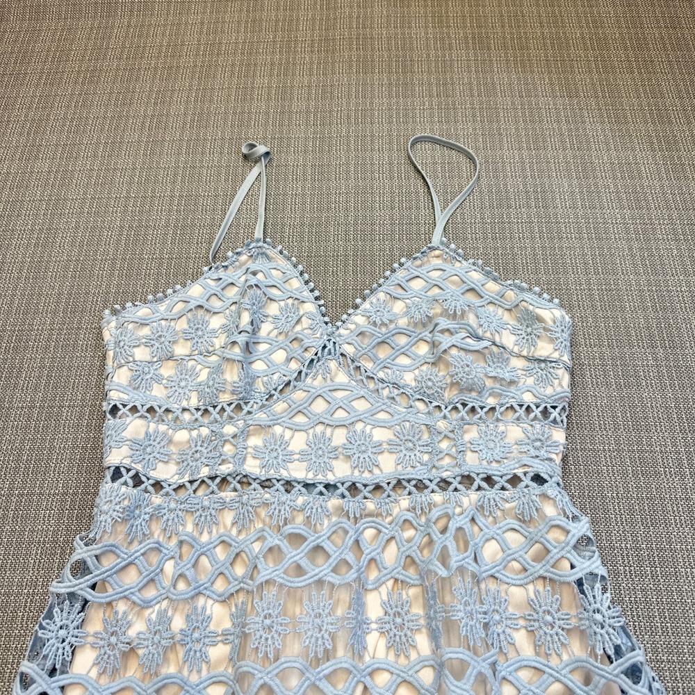 Fairycore Babydool Blue Crochet Lace Dress size Medium‎ Tiered Feminine Romantic - Picture 3 of 10